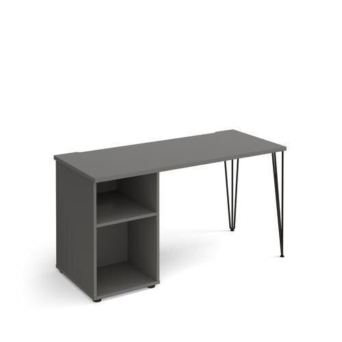 Rectangular Hairpin Desk Onyx Grey Wood/Metal Hairpin Legs Black Tikal 1400 x 600 x 730mm