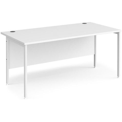 Rectangular Straight Desk White Wood H-Frame Legs White Maestro 25 1600 x 800 x 725mm