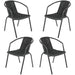 Living and Home Dining Chair Plastic 720 x 560 x 545 mm Black Pack of 4