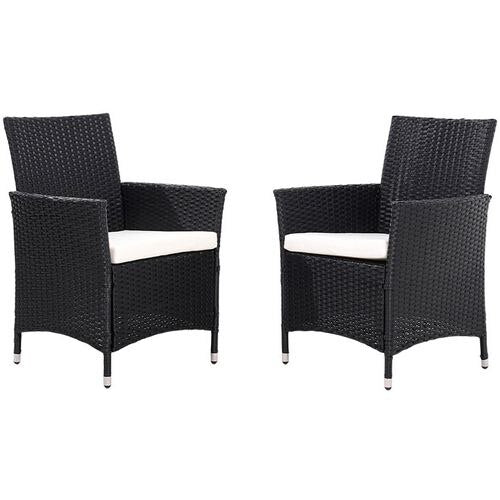 Living and Home Dining Chair Rattan 580 x 600 x 840 mm Black Pack of 2