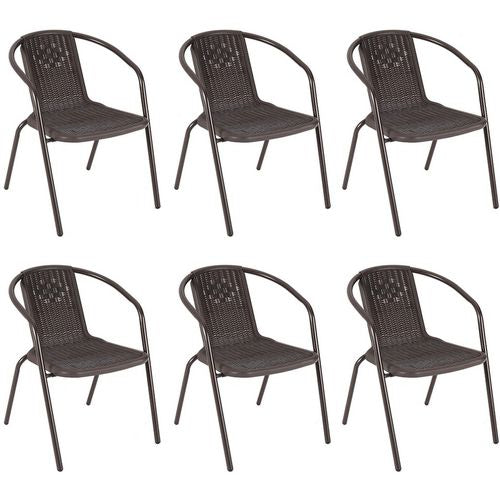 Living and Home Dining Chair Plastic 720 x 560 x 545 mm Brown Pack of 6