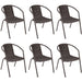 Living and Home Dining Chair Plastic 720 x 560 x 545 mm Brown Pack of 6