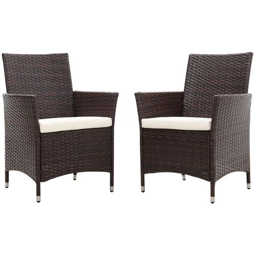 Living and Home Dining Chair Rattan 580 x 600 x 840 mm Brown Pack of 2