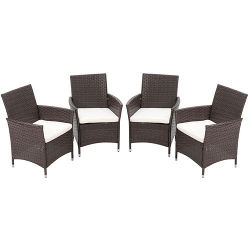 Living and Home Dining Chair Rattan 580 x 600 x 840 mm Brown Pack of 4