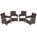 Living and Home Dining Chair Rattan 580 x 600 x 840 mm Brown Pack of 4