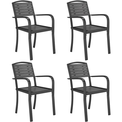 Living and Home Dining Chair WPC (Wood Plastic Composite), Metal 540 x 495 x 890 mm Grey Pack of 4