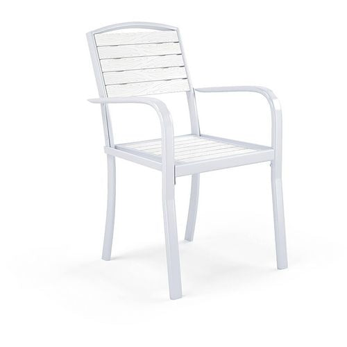 Living and Home Dining Chair WPC (Wood Plastic Composite), Metal 540 x 495 x 545 mm White Pack of 2