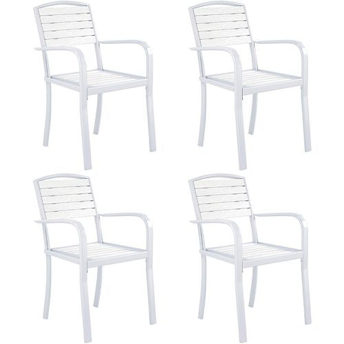 Living and Home Dining Chair WPC (Wood Plastic Composite), Metal 540 x 495 x 890 mm White Pack of 4