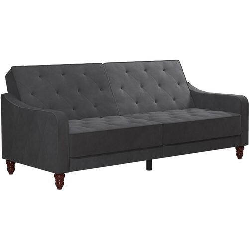 Novogratz 3 Seat Sofa GREY Velvet 2,070.10 (W) x 850.90 (D) x 876.30 (H) mm