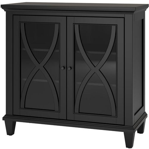 DOREL HOME Ellington PB, Glass; Paper Wrap; Metal Storage Cabinet Non Lockable 800.10 (W) x 379.98 (D) x 862.84 (H) mm Black