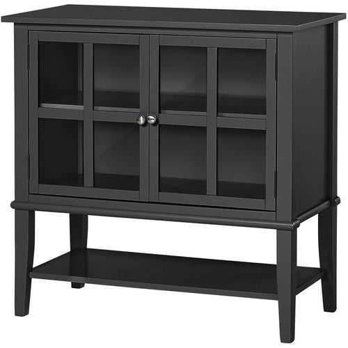 DOREL HOME Franklin PB, Glass; Paper Wrap; Metal Storage Cabinet Non Lockable 800.10 (W) x 396.24 (D) x 779.78 (H) mm Black