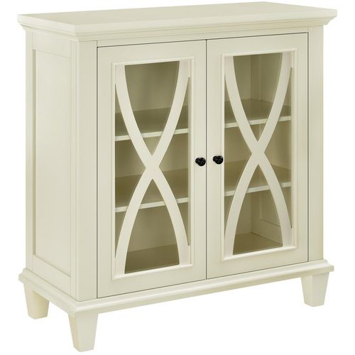 DOREL HOME Ellington PB, Glass; Paper Wrap; Metal Storage Cabinet Non Lockable 800.10 (W) x 379.98 (D) x 862.84 (H) mm Ivory