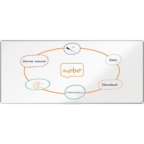 Nobo Premium Plus Whiteboard 1915164 Wall Mounted Magnetic Lacquered Steel 270 x 120 cm