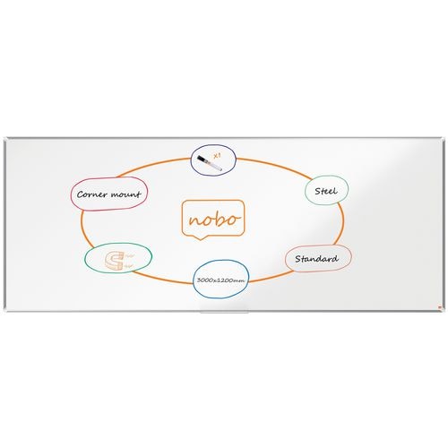 Nobo Premium Plus Whiteboard 1915165 Wall Mounted Magnetic Lacquered Steel 300 x 120 cm