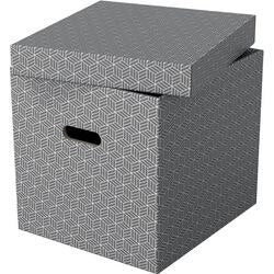 Esselte Home Storage Box 628289 Cube Large 100% Recycled Cardboard Grey 320 x 365 x 315 mm Pack of 3