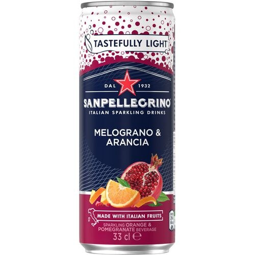 S.Pellegrino Melograno & Arancia Soft Drink Sparkling Orange & Pomegranate 12 Bottles of 330 ml