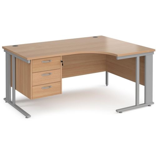 Dams International Right Hand Ergonomic Desk MCM16ERP3SB 1,600 x 1,200 x 725 mm