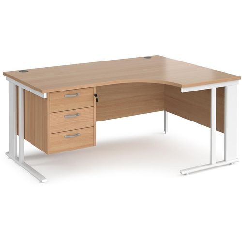 Dams International Right Hand Ergonomic Desk MCM16ERP3WHB 1,600 x 1,200 x 725 mm