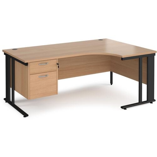 Dams International Right Hand Ergonomic Desk MCM18ERP2KB 1,800 x 1,200 x 725 mm