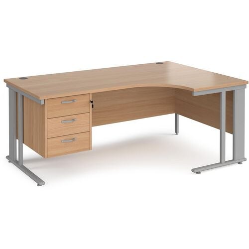 Dams International Right Hand Ergonomic Desk MCM18ERP3SB 1,800 x 1,200 x 725 mm