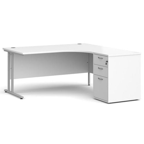 Dams International Desk with Pedestal EBS16RWH 1,600 x 1,626 x 725 mm