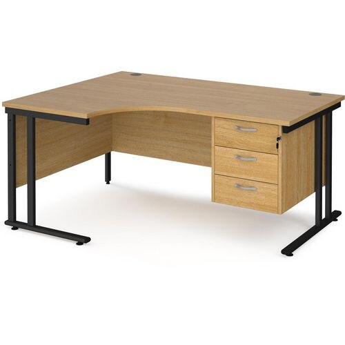 Dams International Left Hand Ergonomic Desk MC16ELP3KO 1,600 x 1,200 x 725 x 800 - 990 mm