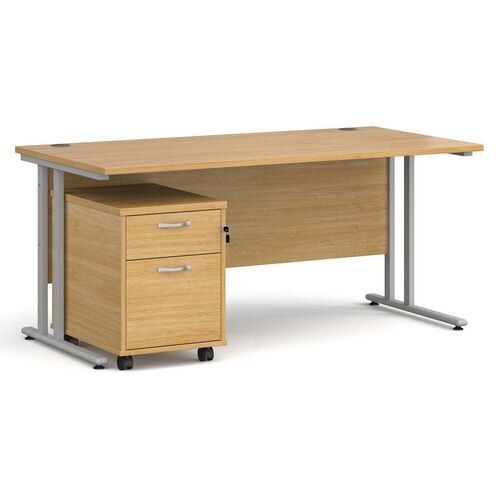 Dams International Straight Desk with 2 Drawer Pedestal SBS216O 1,600 x 800 x 725 mm