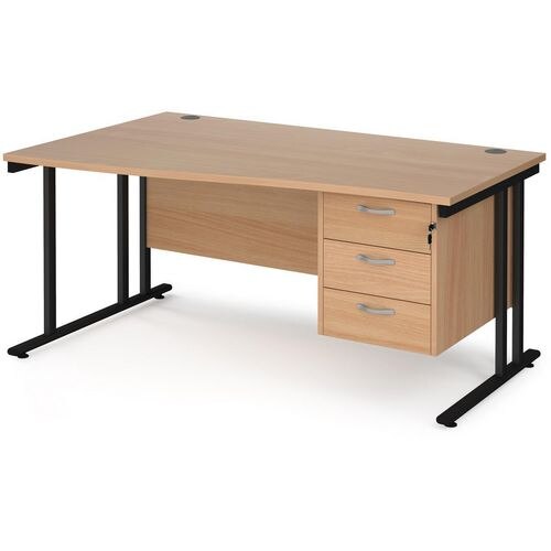 Dams International Wave Desk MC16WLP3KB 1,600 x 725 x 800 - 990 mm