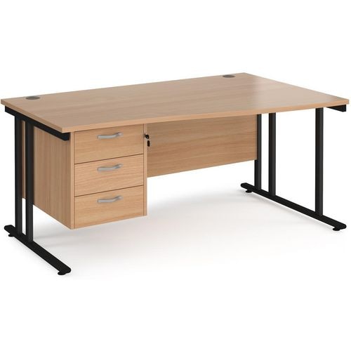 Dams International Wave Desk MC16WRP3KB 1,600 x 725 x 800 - 990 mm