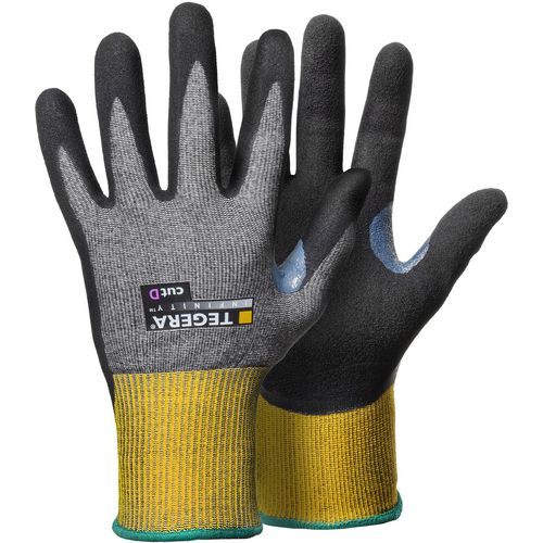 TEGERA Infinity Non-Disposable Handling Gloves Nitrile Foam Size 9 Grey, Yellow 6 Pairs