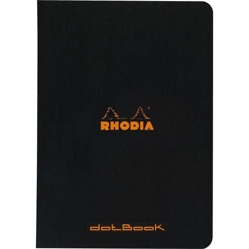 Rhodia Notebook 119186C A5 Dotted Stapled Side Bound Laminated Cardboard Soft Cover Black 96 Pages 48 Sheets