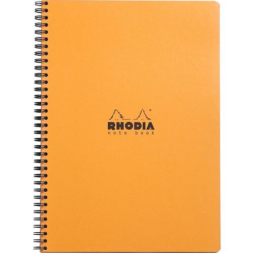 Rhodia Notebook 193008C A4+ Squared Spiral Bound Side Bound Laminated Cardboard Soft Cover Orange Perforated 160 Pages