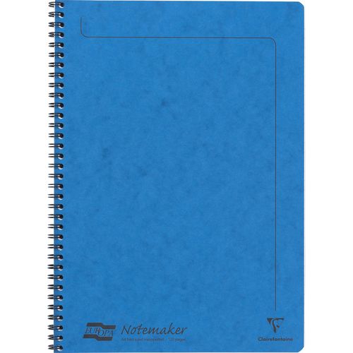 Europa Notebook 4865Z A4 Ruled Spiral Bound Side Bound Pressboard Hardback Blue Perforated 120 Pages