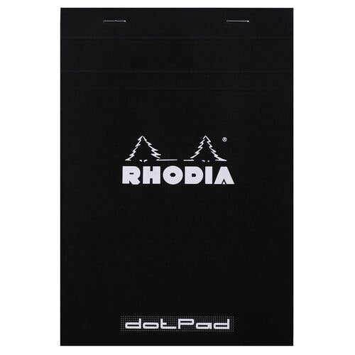 Rhodia Notepad 16559C A5 Dotted Stapled Top Bound Cardboard Soft Cover Black Perforated 160 Pages