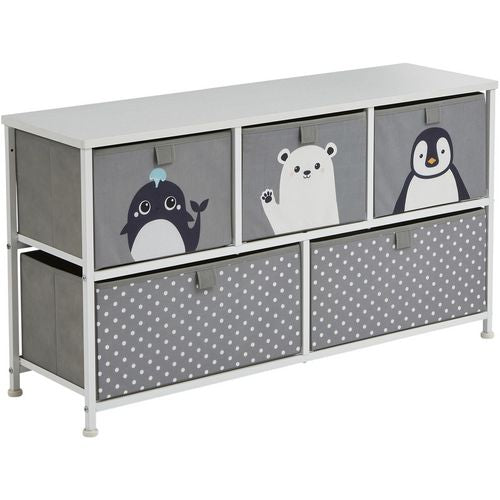 Liberty House Toys Storage Chest 5L-206-POL Steel and Fabric 2+ 1,000 (W) x 300 (D) x 550 (H) mm Grey