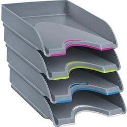 CEP Arty by CEP Letter Tray 1042006381 Grey 25.7 x 34.8 x 6.6 cm Pack of 4