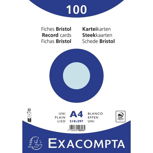 Exacompta Index Cards 10316E A4 Sky blue 21 x 29.7 x 2.3 cm Pack of 10