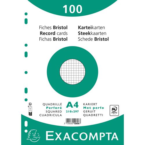 Exacompta Index Cards 10606E A4 White 21 x 29.7 x 2.3 cm Pack of 10