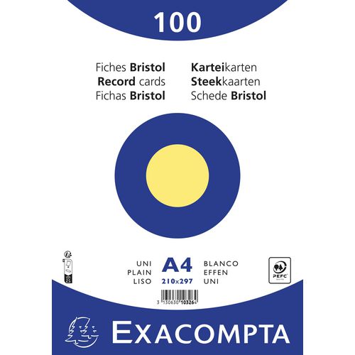 Exacompta Index Cards 10326E A4 Yellow 21 x 29.7 x 2.3 cm Pack of 10