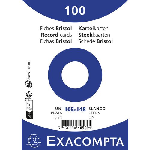 Exacompta Index Cards 10509E A6 White 10.7 x 15 x 2.5 cm Pack of 20