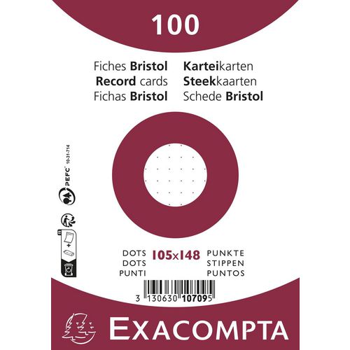 Exacompta Index Cards 10709E A6 White 10.7 x 15 x 2.5 cm Pack of 20