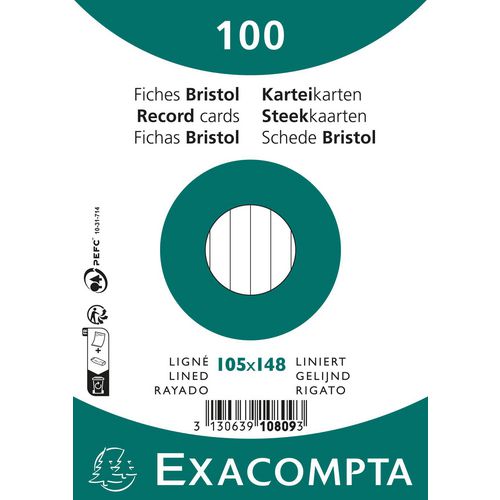 Exacompta Index Cards 10809SE A6 White 14.8 x 10.5 x 2 cm Pack of 20