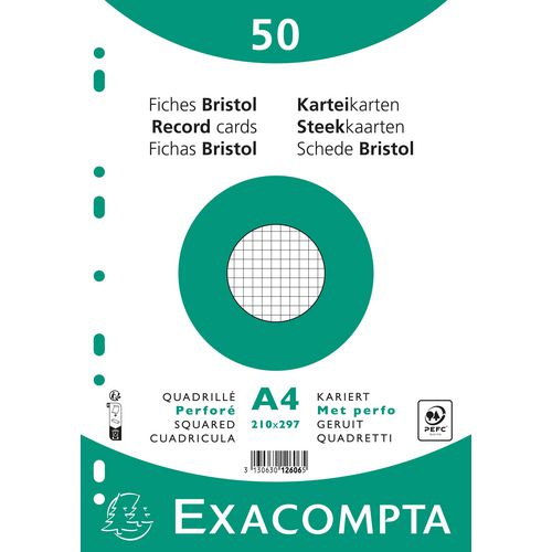 Exacompta Index Cards 12606E A4 White 21 x 29.7 x 1.1 cm Pack of 20