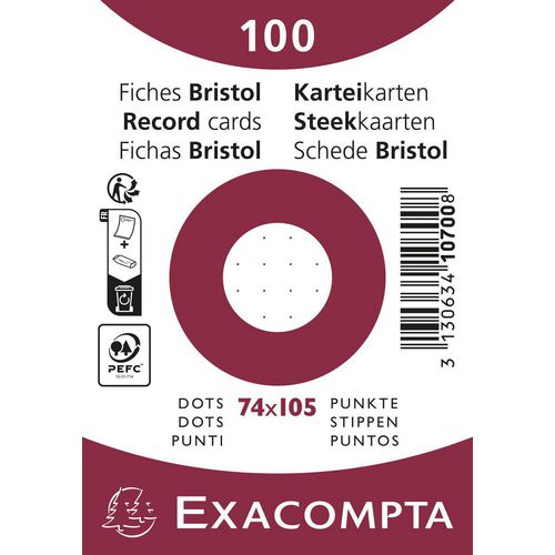 Exacompta Index Cards 10700SE 74 x 105 mm White 7.4 x 10.5 x 2.5 cm Pack of 40