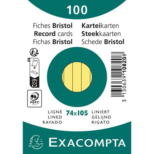 Exacompta Index Cards 10820SE A7 Yellow 7.4 x 10.5 x 2.3 cm Pack of 40