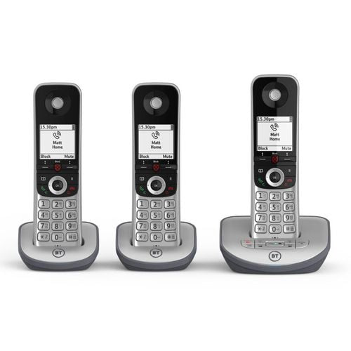 BT Digital Cordless Phone with Answer Machine Silver Pack of 3