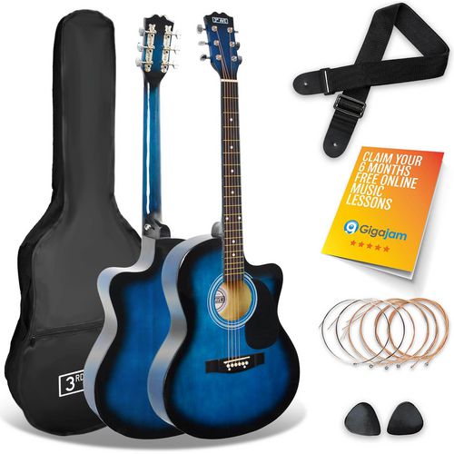 3rd Avenue Acoustic Guitar Cutaway Blueburst Set