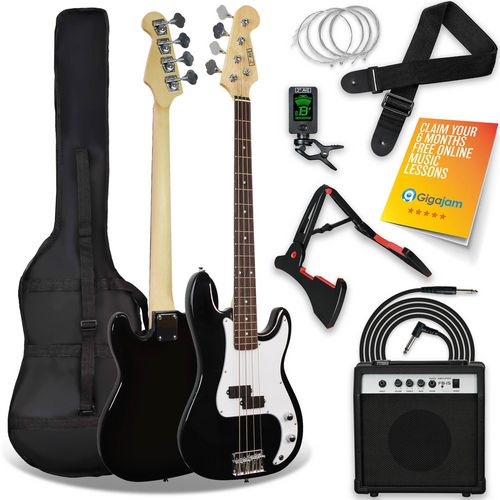 3rd Avenue Electric Bass Guitar Full Size Black Set