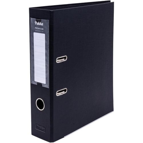 Pukka Lever Arch File A4 500 Sheets Black 2 ring 9712-PPF Polypropolene Textured Portrait and Landscape