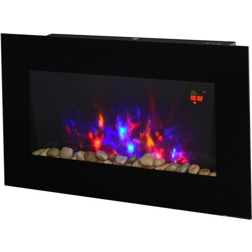 HOMCOM Electric Fireplace Glass, Metal UK